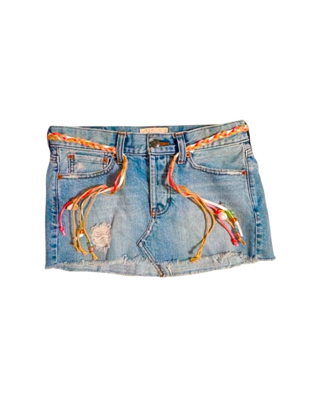 Hollister Y2K Jean Skirt + Original Braided Seashell Neon Belt Y2K⭐️⭐️⭐️⭐️⭐️ - Picture 4 of 14